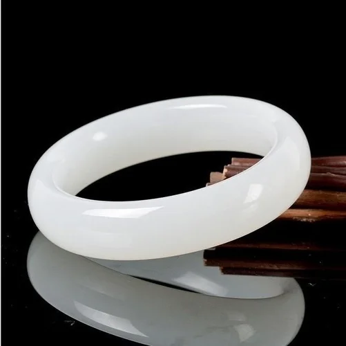 Women'S Fashion Jewellery - Genuine Natural White Jade Bangle Bracelet