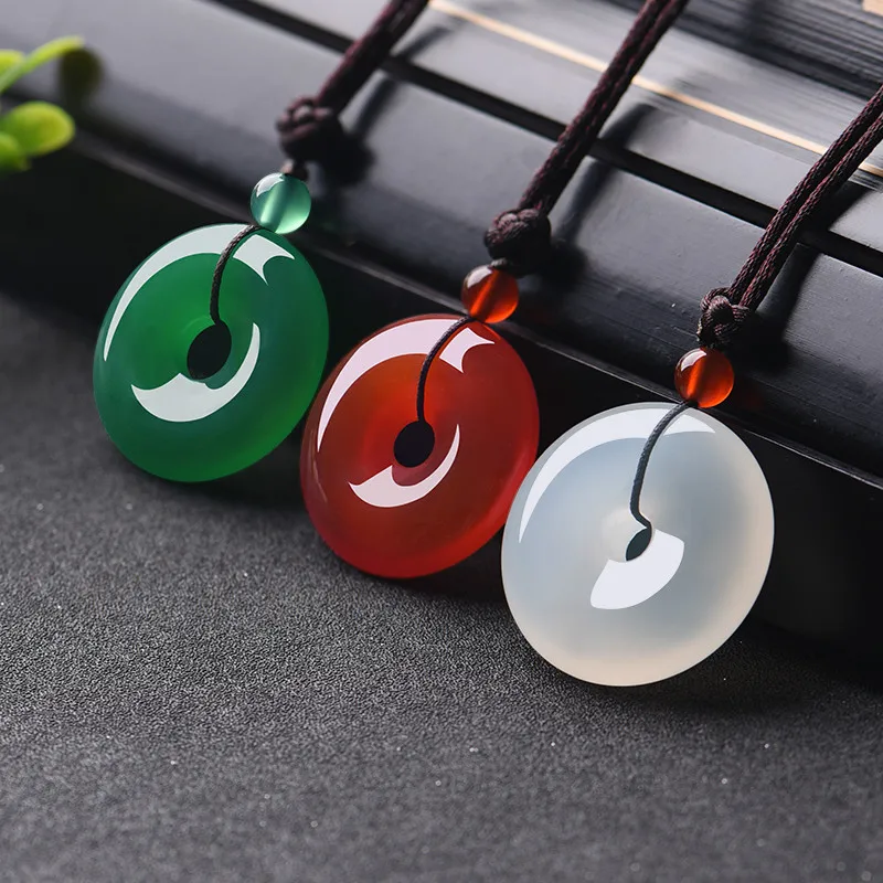 Women'S Fashion Jewellery - Natural Multicolor Jade Doughnut Pendant Agate