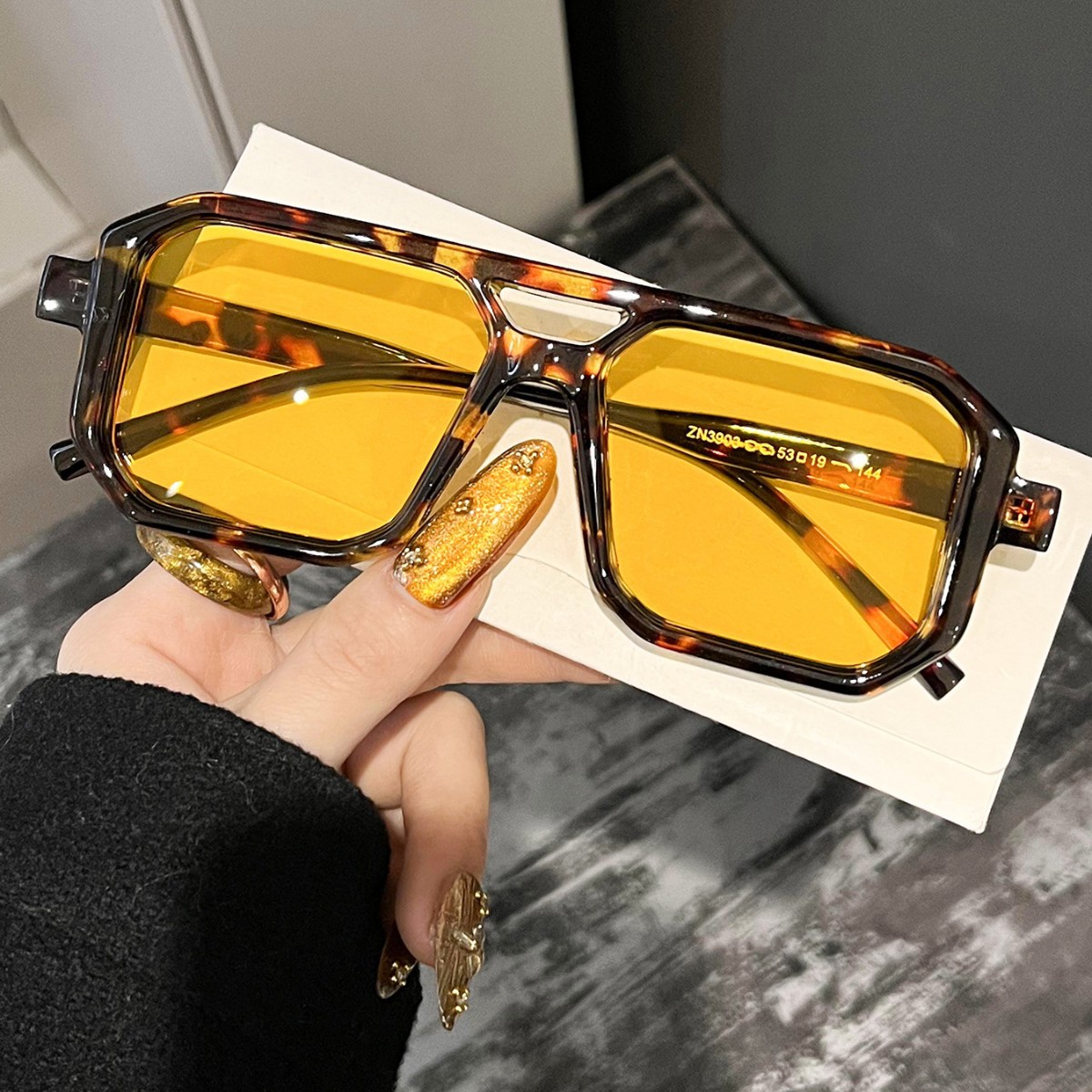 Women'S Fashion Eyeglasses - New Retro Square Double Beam Sunglasses