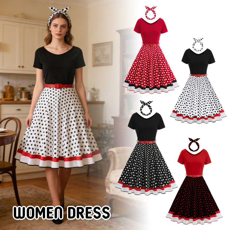 Women'S Fashion In The 50S - Vintage Office Lady Summer Polka Dot