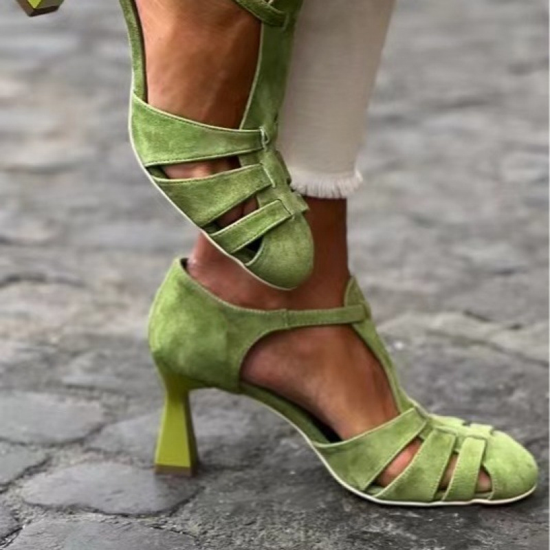 Women's Green Suede Kitten Hee - Spaghetti Strap Dress review and price