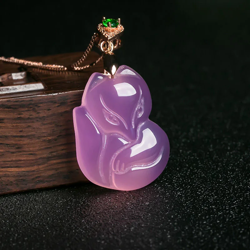 Natural Purple Agate Fox Penda - Women'S Fashion Jewellery review and price