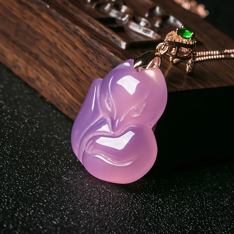 Natural Purple Agate Fox Penda - Women'S Fashion Jewellery review and price