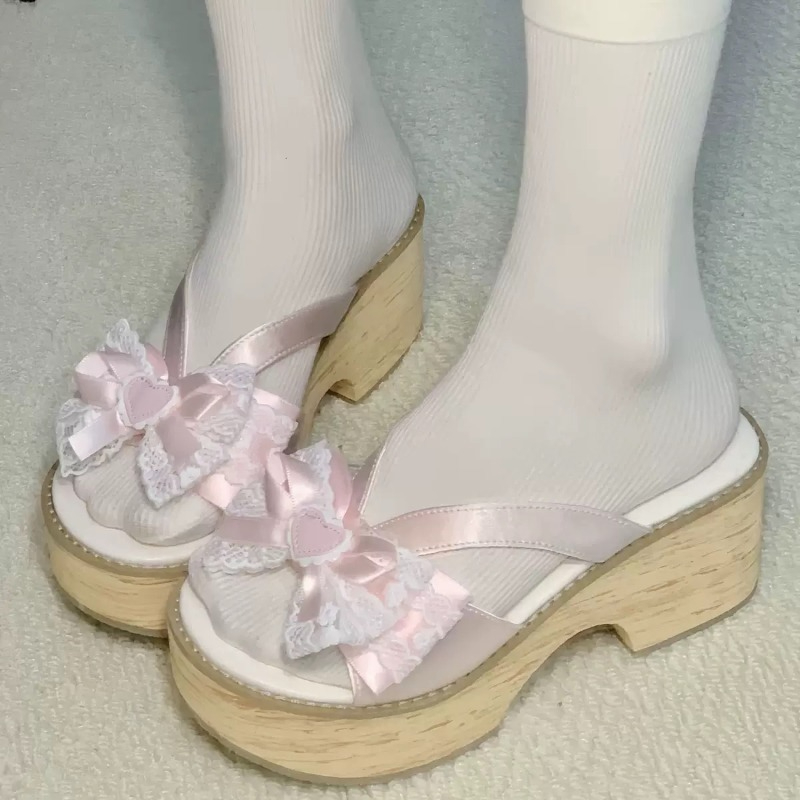 Sweet Bow Wood Grain Thick Bot - Spaghetti Strap Dress review and price