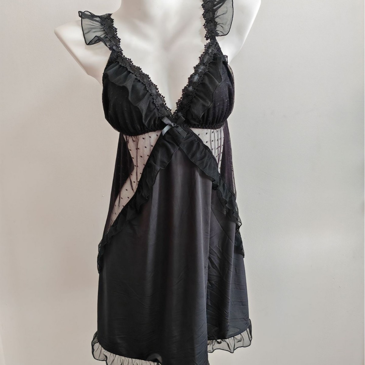Women Black Ice Silk Nightgown - Spaghetti Strap Dress review and price